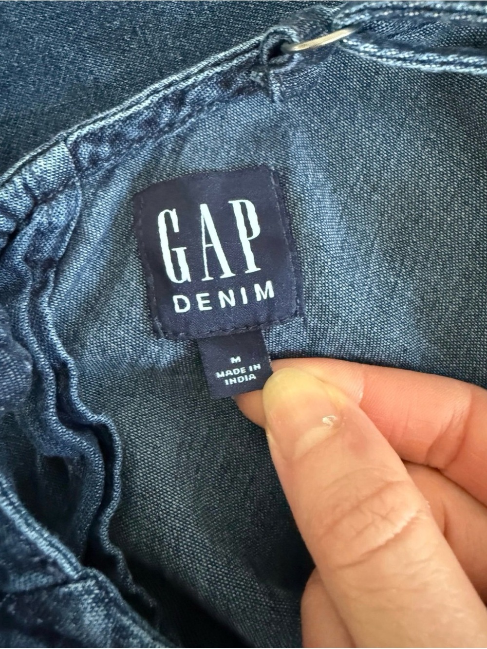 GAP Women's Jean Navy 100% Cotton Slip Dress with Spaghetti Straps M - Picture 10 of 11